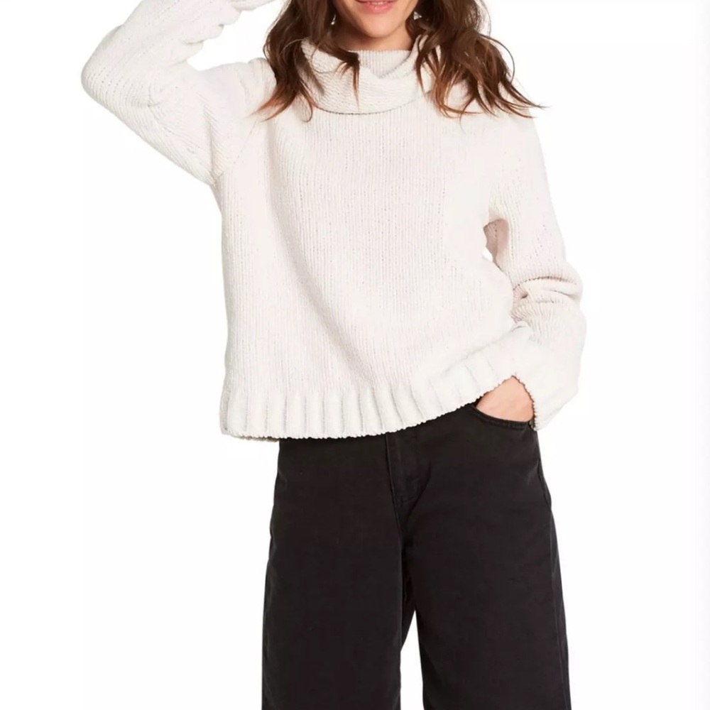 Element White and Pink Cowl Neck Sweater